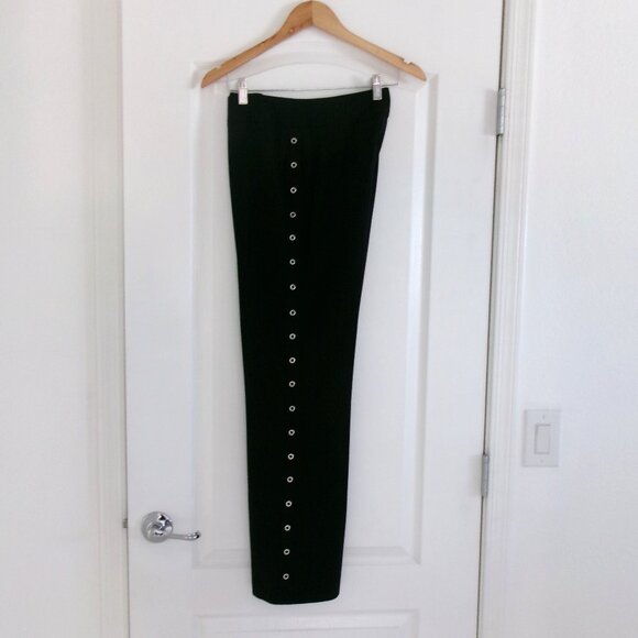 Apostrophe Black Rivet Straight Leg Pants Mid Rise 8 /6 Stretch Dress Pants - Picture 1 of 13